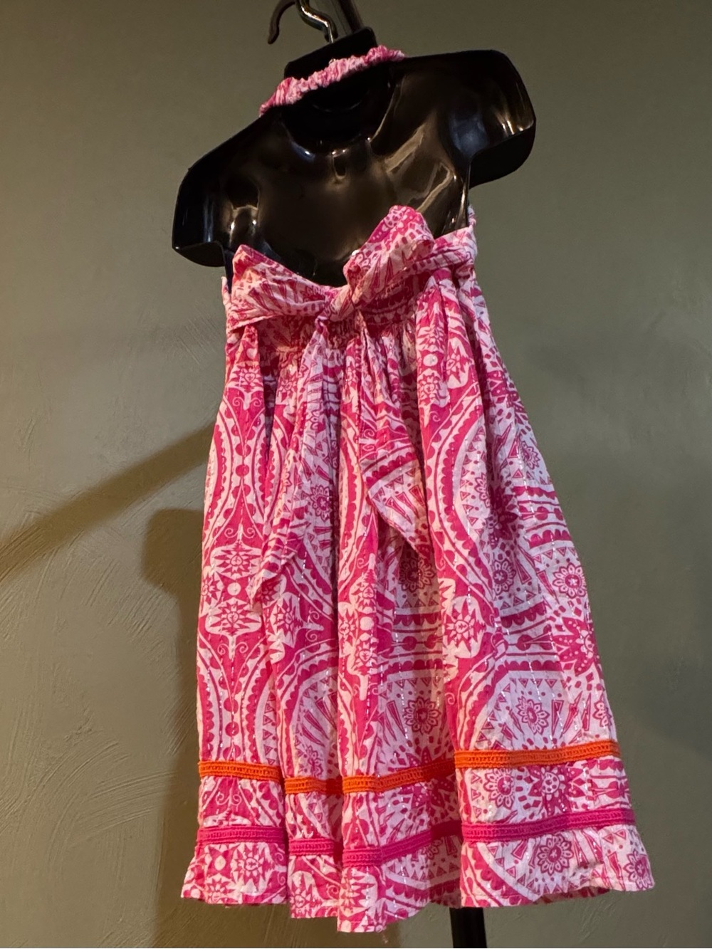 The Children’s Place Girls Pink White Medallion Halter Sundress Size 6 (Small) - Picture 5 of 12